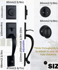 Matte Black Front Door Handle Set With Deadbolt And Keyed Entry For Exterior Doors, Reversible, Adjustable 210mm-255mm