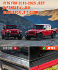 Door Sill Guards Kit For 2018 To 2025 Jeep Wrangler JL JLU And Gladiator JT 4 Door Black Rubber Protectors before and after install