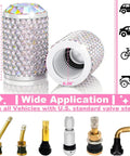 Universal Car Tire Valve Stem Caps Bling Air Cap With Crystal Diamonds Anodized Aluminum Valve Covers With O Ring Protect Dust And Extend Tire Life Fits Cars Motorcycles Bikes SUVs Jeeps Trucks Women Friendly Accessories
