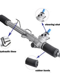 Detailed view of Power Steering Rack And Pinion Assembly Direct Fit For Toyota Tacoma And 4Runner 1995 Through 2004 showing components