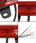 Ultra Bright E Bike Taillight With Turn Signals And Brake Sensor That Lights Up instantly For Night Riding Safety On Any Scooter Or Electric Cycle, red ABS housing, wiring close-up