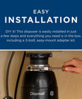 Person installing Disposall 1/2 HP Continuous Feed Garbage Disposer with Easy Install Kit Non Corded for 2-4 person homes