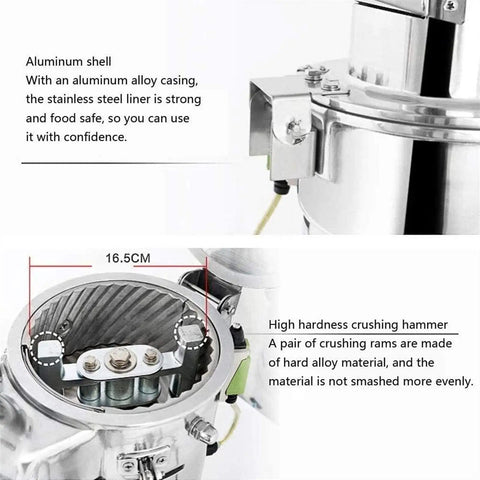 High Speed Electric Grain Grinder Mill For Home And Small Business Use With Stainless Steel Inner Tank And Durable Aluminum Alloy Shell