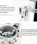 Close-up of Electric Grain Grinder Mill High Speed Spice Herb Powder Machine For Commercial Use With Stainless Steel Inner Tank