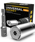 Self Adjusting Universal Socket Set Fits Three Eighths To One And One Sixteenth Inch And Nine Millimeter To Twenty Seven Millimeter
