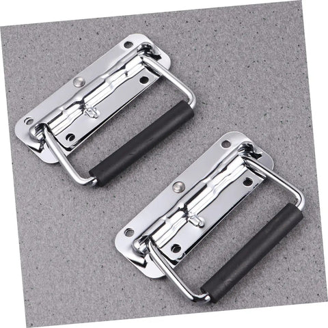 Kickass Two Pack Folding Spring Loaded Case Handle Heavy Duty Industrial Cabinet Pull For Suitcases Toolboxes And Luggage Trunks Secure Grip Hardware Design