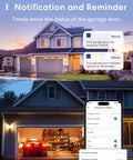 Smart Garage Door Opener Remote With App Control And Alexa SmartThings Compatibility, app interface showing notifications