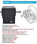 Dual axis right angle planetary gearbox with seven arc minute precision commutator for 80 Servo and Nema 34 stepper motors, 50Nm rated.