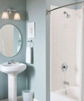 Chrome bathroom with Brantford Two Light Dual Mount Vanity Light Chrome With Frosted Glass For Bathroom Model YB2262CH above mirror.
