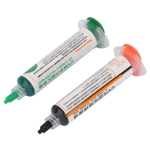 Two Pcs Solder Mask Ink Black And Green UV Curing PCB Mask Ink For Mobile Phone And Computer Repair Insulation Coating