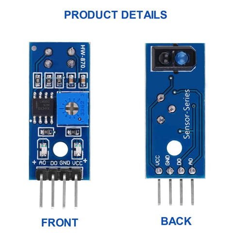 Front and back view of 15 Pack TCRT5000 Infrared Reflective Sensor Modules For Arduino And STM32 Builds Pro Grade IR Photoelectric Switches.