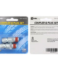 Top Shelf Zinc Plated Steel Air Plug Set 3/8 Inch Core 1/4 Inch Mnpt Male Thread two piece coupler and plug set package.