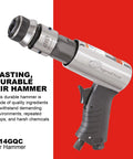 Quick Change Air Hammer Kit With 3 Piece Chisel Set 3500 BPM Two And Five Eighths Inch Stroke Point Four Zero One Shank Heavy Duty