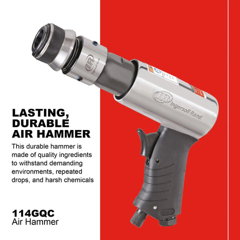 Quick Change Air Hammer Kit With 3 Piece Chisel Set 3500 BPM Two And Five Eighths Inch Stroke Point Four Zero One Shank Heavy Duty