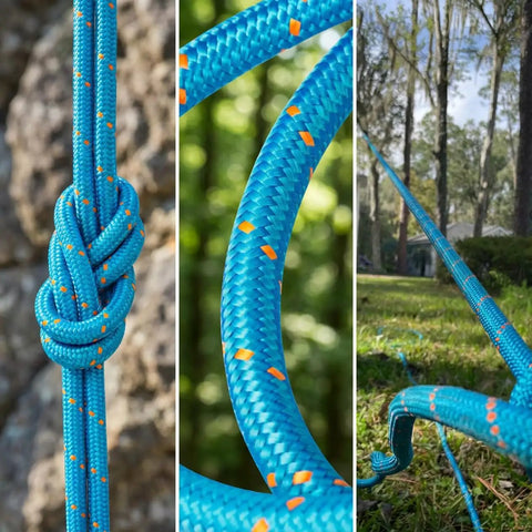 Double Braided Arborist Rope 0.55in x 100ft Static Rope 8400 Lbs Breaking Strength for tree work and camping in blue
