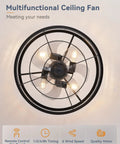 Overhead view of 20 Inch Fandelier Caged Ceiling Fan With Light Dope Remote Control Bladeless Ceiling Fan Farmhouse Style