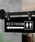 Unisex Restroom Sign Double Sided With Left Arrow For Men And Women All Gender Wall Mount Corridor Toilet Sign For Home