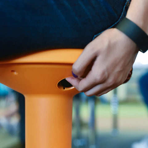 Adjusting height on SitWell Wobble Stool With Adjustable Height For Active Seating In Classrooms And Home Learning, orange design