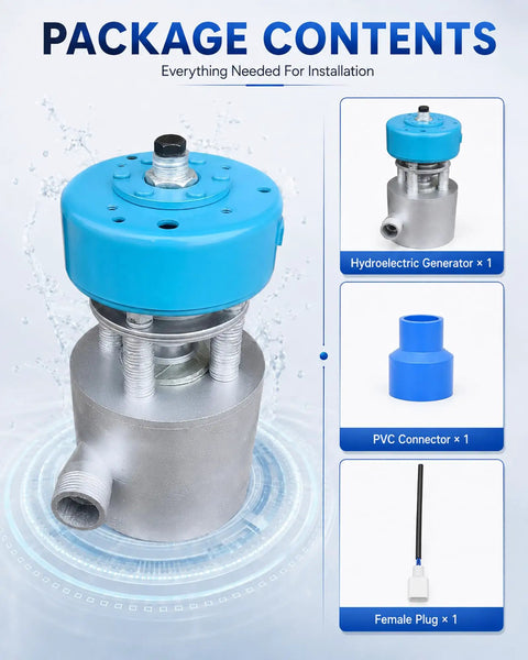 Portable Micro Hydroelectric Generator 1000W Off Grid Power 110V/220V Aluminum Alloy Water Turbine System components layout