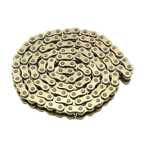 525 X Ring Motorcycle Chain 120 Links With Master Link 525H Heavy Duty Gold Drive Chain for Motorcycle Bicycle Go Kart