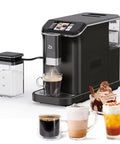 Straight Up Fully Automatic Espresso Machine With 20 Bar Pressure One Touch Cappuccino And Latte Brewer Black And Silver with drinks