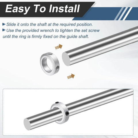 6 Pack 35mm Bore Aluminum Shaft Collars, 15mm Thick, 50mm OD Locking Ring With Ball Head Hex Key on shaft