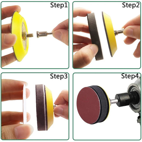 Assembly steps for Pro Grade 320 Piece 3 Inch Sanding Discs Kit With 16 Grits Hook And Loop Backer Plates And Soft Foam Pad