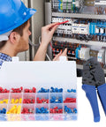 Top Shelf 300 Piece Insulated Wire Connector Kit With Heavy Duty Crimp Pliers For Cars And Boats Plus Mixed Terminals Flame Proof Tin Plated Contacts For Super Safe Electric Connections In Any Garage Setup. 300-piece insulated wire terminals with crimp pliers and storage box