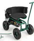 Rolling Garden Seat With Wheels, 360 Degree Swivel, Height Adjustable Work Stool, Removable Cushion, Replaceable Handle