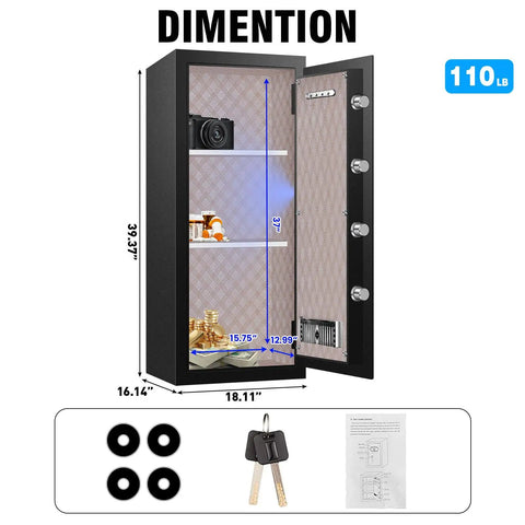 Tough As Nails Heavy Duty 9.2 Cu Ft Fireproof Safe With LED Light 60 Minute Fire Rating And Waterproof Security Box Digital Keypad Lock open