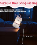 Two Pack Unicorn Themed Kids Camping Lanterns With RGB Multicolor Lights Battery Powered With Handy Lanyard on bedside