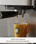 Compact Espresso Machine With 20 Bar Pressure And Digital Temp Display Built In Milk Frother For Killer Morning Shots, brewing espresso.