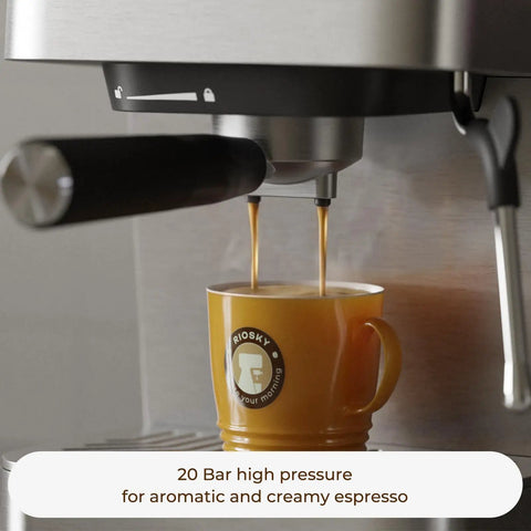 Compact Espresso Machine With 20 Bar Pressure And Digital Temp Display Built In Milk Frother For Killer Morning Shots, brewing espresso.