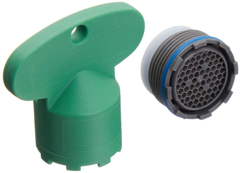 Gray Aerator Kit With Removal Tool For Faucets, Durable Long Lasting Replacement Part With Premium Materials shown with tool