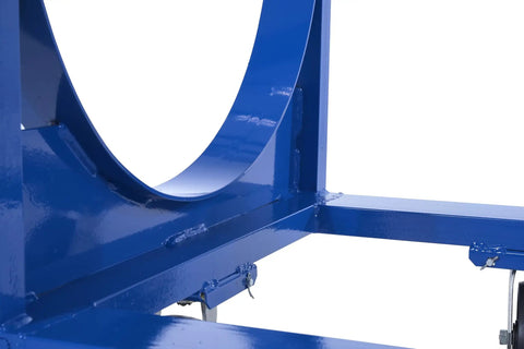 Close-up of Heavy Duty Steel Workhorse Cradle For Moving And Storing Pipes Channel Bar Stock Barrels Or Drums 4000 Lb Capacity