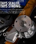 Top Shelf Engine Water Pump For Ram 1500 And Jeep Wagoneer 5.7L Mild Hybrid Ev Gas close-up showing solid silver design and installation tools.