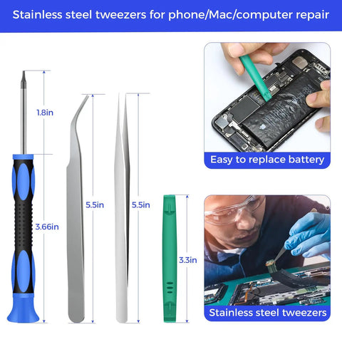 Magnetic Torx Screwdriver Set 12Pcs Pro Grade with T3 T4 T5 T6 T7 T8 T10 and TR8 TR10 Security Bits includes tweezers, graphics