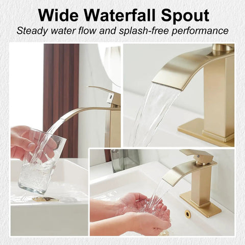 Matte Black Waterfall Bathroom Faucet With One Hole Deck Mount And Single Handle Dope Pop Up Drain Includes Supply Lines For Lavatory Vanity Or RV Sleek Fingerprint Resistant And Easy Install