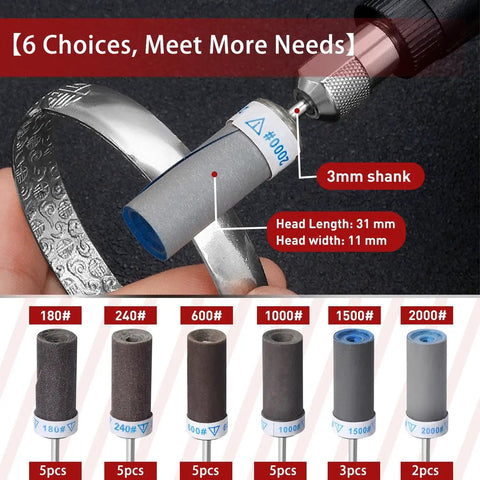 Heavy Duty Sanding Drums And Sandpaper Sticks Set For Dremel Rotary Tools With Assorted Grit Sleeves for wood and metal.