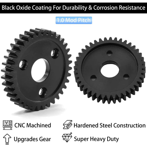 Hardened Steel Spur Gear Set Mod 1 1.0 Metric Pitch For One Eighth And One Tenth RC Cars With Beefed Up 30T Through 52T Options
