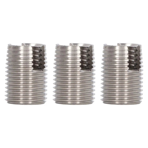 20Pcs Slotted Self Tapping Threaded Inserts Kit M16 By One Point Five 22mm Stainless Steel Helicoil Style Thread Repair For Cars And Trucks No Pre Tap Required High Tensile Strength Durable Fix, three inserts