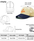Lightweight Athletic Trucker Hat For Women And Men Breathable Cool Cap size chart and design details, beige and navy colors