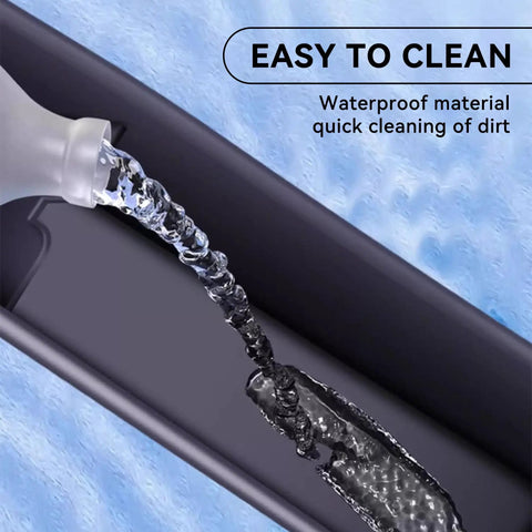 Two Pack Car Seat Gap Filler Organizer For Between Seat And Console Keeps Coins Wallets Keys Handy Waterproof Durable TPE Material Black Universal Car Storage Box Inserts being cleaned with water, demonstrating waterproof feature.