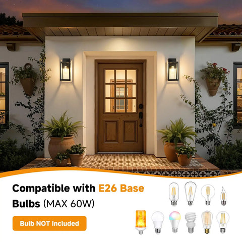 Built Like A Tank Dusk To Dawn Outdoor Wall Light 13 Inch Waterproof Sconce With Smart Sensor by a front door with plants.