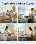 HEPA Air Filter Replacement For Tower Purifier Pure Cool Link TP01 TP02 TP03 AM11 BP01 Models Replaces 968126-03 2 Pack in various home scenes including living room, kitchen, bedroom, and office.