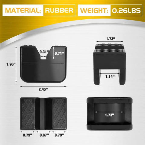 Universal Rubber Jack Pads With Slotted Design Pinch Weld Protector dimensions and material details