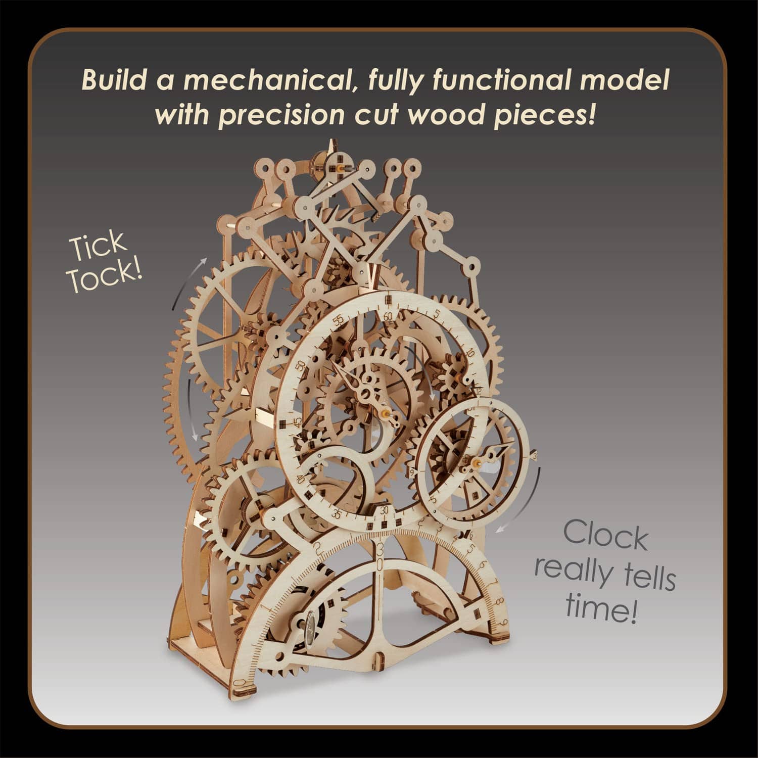 3D Wooden Gear Clock Kit For Teens and Adults ✓