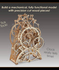 Front view of 3D Wooden Gear Clock Kit For Teens And Adults Snap Together Mechanical Clock With Moving Gears No Glue Or Tools Needed.