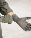 Nomex Flight Gloves 2.0 Sage Medium With Upgraded Fit And Supple Dexterity Longer Gauntlet And Leather Reinforcement worn on hand