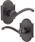 Austin Interior Privacy Door Handle With Lock In Venetian Bronze, Reversible Lever, Easy DIY Install, Keyless Turn Lock